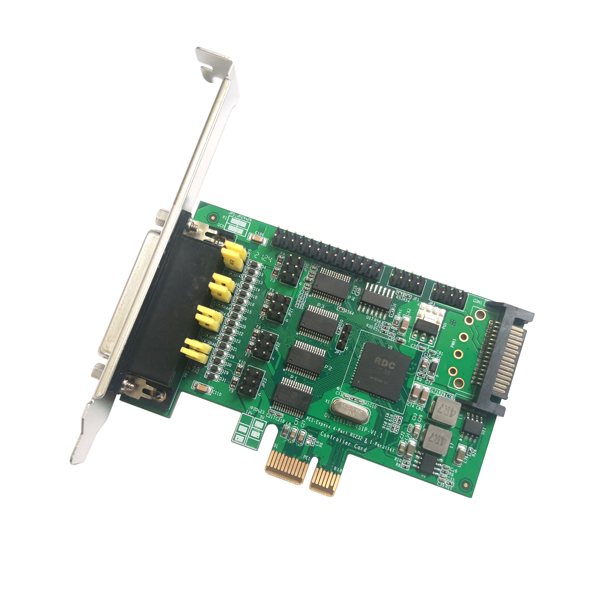 PCI-E转4个串口 1个并口卡 带供电功能，适配国产平台